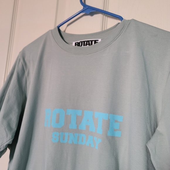 EUC Women's ROTATE Birger Christensen Aster T-Shirt SMALL Blue Surf $80 MSRP - Picture 5 of 7